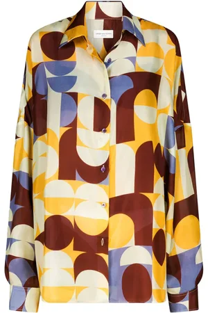 DRIES VAN NOTEN Seidenhemd mit geometrischem Print