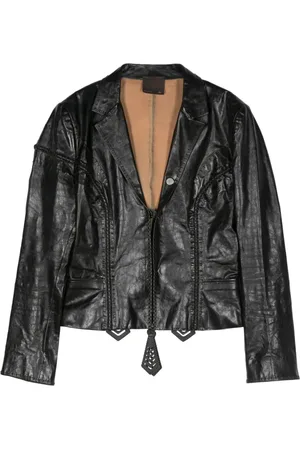 Fendi 2000s Lederjacke mit Peitschenstichnaht