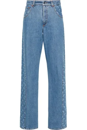Marine Serre Halbhohe Straight-Leg-Jeans