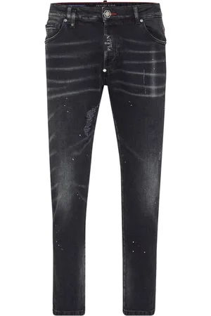 Philipp Plein Skinny-Jeans mit Farbklecks-Print