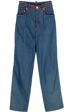 CHANEL 1990-2000s Jeans mit geradem Bein und Flechtdesign