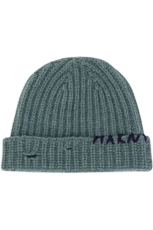 Marni Gerippte Beanie mit Logo-Stickerei