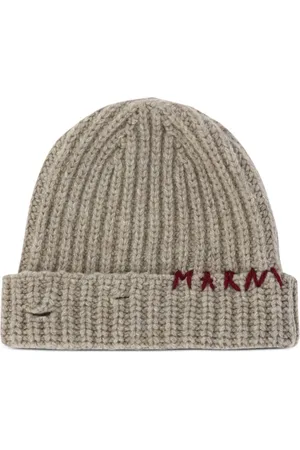 Marni Gerippte Beanie mit Logo-Stickerei
