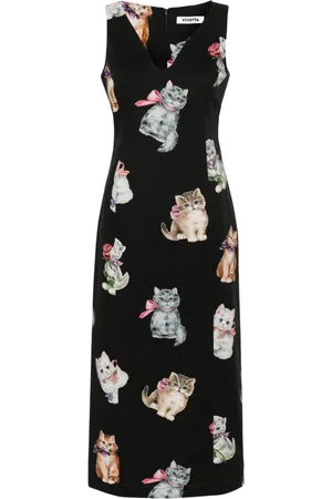 VIVETTA Midikleid mit Katzen-Print