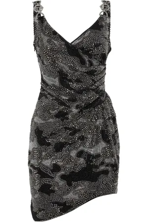 Philipp Plein Gerafftes Minikleid mit Kristallen