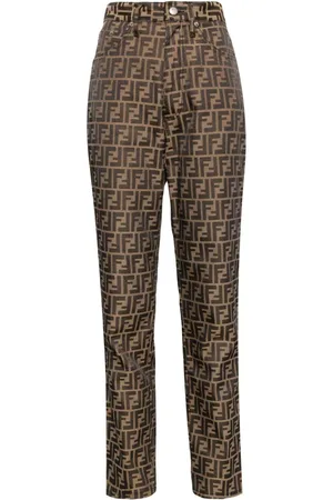 Fendi 1990-2000s Tapered-Hose mit Zucca-Muster