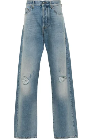 Palm Angels Halbhohe Straight-Leg-Jeans