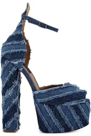 Philipp Plein Mixed Denim Sandalen mit Plateau 120mm