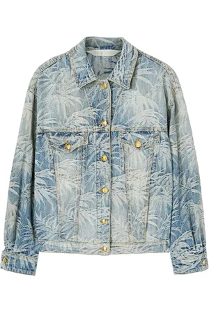 Palm Angels Jeansjacke mit Palmen-Print
