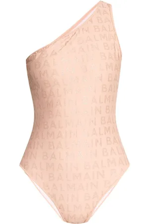 Balmain One-Shoulder-Badeanzug mit Logo