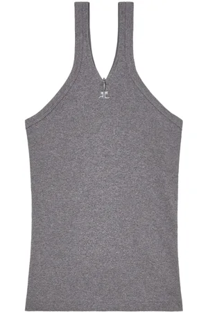 Courrèges Geripptes Trägershirt mit Logo