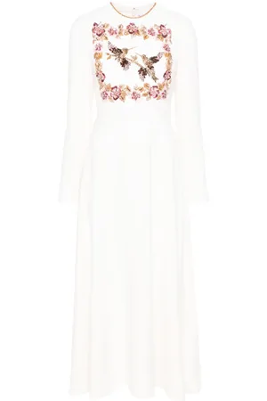 Dina Melwani Maxikleid mit Kristallverzierung