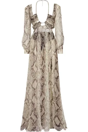 Philipp Plein Seiden-Maxikleid mit Schlangen-Print