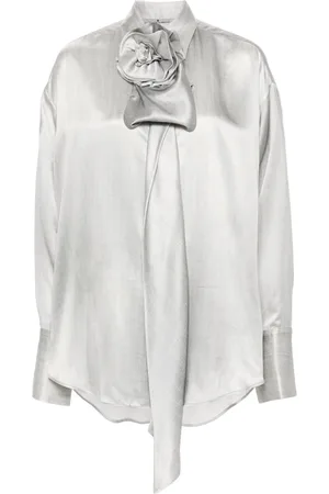 ERMANNO SCERVINO Seidenhemd mit Blumen-Anstecker