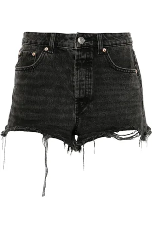 LOULOU Jeans-Shorts mit Strassverzierung