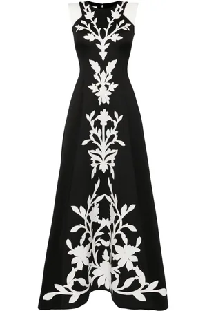 Saiid Kobeisy Neopren-Abendkleid mit Blumenstickerei