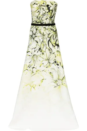 Saiid Kobeisy Schulterfreies Abendkleid mit Blumen-Print
