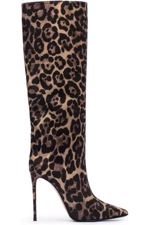 LE SILLA Eva Satinstiefel mit Leoparden-Print 120mm