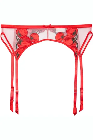 FLEUR DU MAL Pomodoro Strumpfhalter mit Stickerei