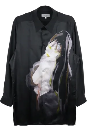 YOHJI YAMAMOTO Seidenhemd mit Illustrations-Print