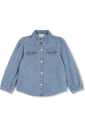 Sonia Rykiel Enfant Jeanshemd mit Logo-Stickerei