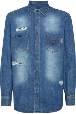Philipp Plein Jeanshemd im Distressed-Look