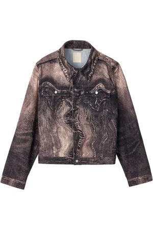 Camper Jeansjacke mit Wirbel-Print