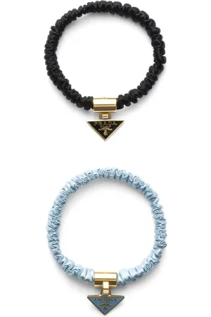 Prada Satin-Haargummi mit Logo-Anhänger (2er-Set)