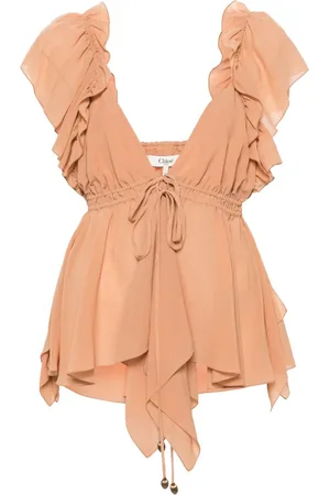 Chloé Ärmellose Seidenbluse mit Rüschen