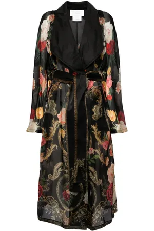 Camilla Seidenmantel mit Blumen-Print