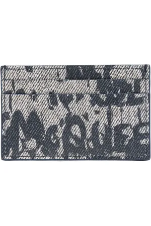 Alexander McQueen Graffiti Kartenetui mit Jeansoptik