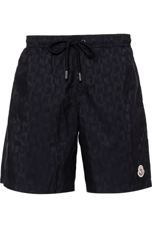 Moncler Kordelzug-Badeshorts mit Monogramm-Print