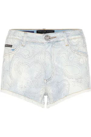 Philipp Plein Jeans-Shorts mit abstraktem Muster