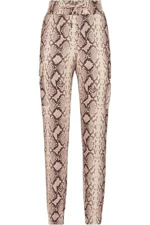 Philipp Plein Satin-Cargohose mit Schlangenleder-Print