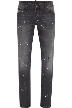 Philipp Plein Slim-Fit-Jeans mit Farbklecksen
