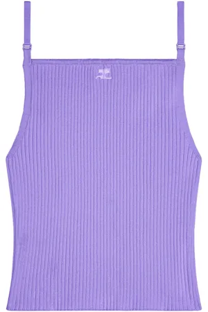 Courrèges Geripptes Trägershirt mit Logo
