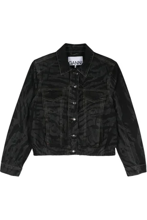 Ganni Jeansjacke mit Zebra-Print