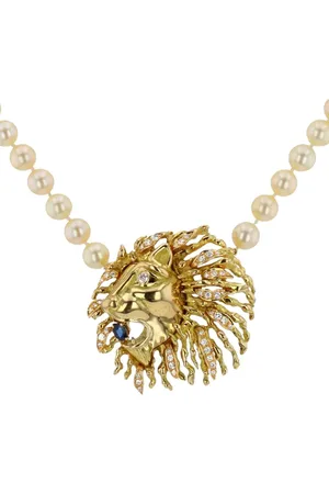 CHAUMET 1970s Löwenkopf-Perlenkette