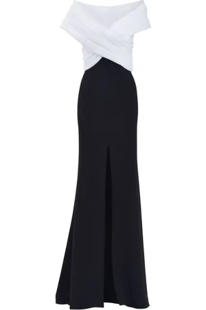 Tadashi Shoji Zweifarbige Robe mit Schlitz vorne