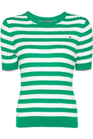 Tommy Hilfiger Gestreiftes T-Shirt mit Zopfmuster