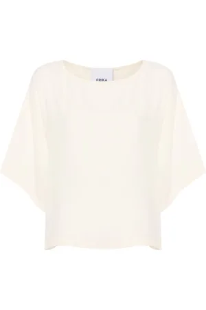 ERIKA CAVALLINI Kreppbluse mit U-Boot-Ausschnitt