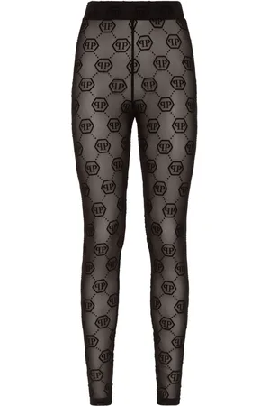 Philipp Plein Tüll-Leggings mit Monogrammmuster