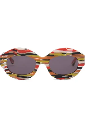 Marni Spacey Stripey Ik Kil Cenote Sonnenbrille mit ovalem Gestell