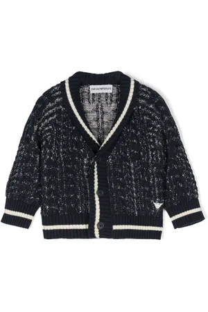 Emporio Armani Melierter Cardigan mit Logo-Stickerei