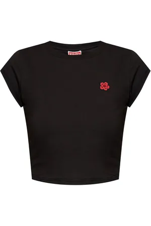 Kenzo Boke Flower Cropped-T-Shirt mit Stickerei
