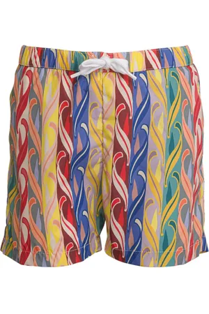Etro Gestreifte Badeshorts mit Paisley-Print