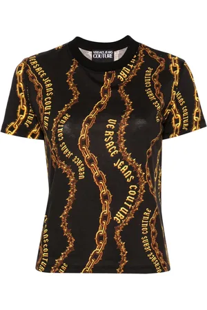 VERSACE T-Shirt mit Chain Couture-Print