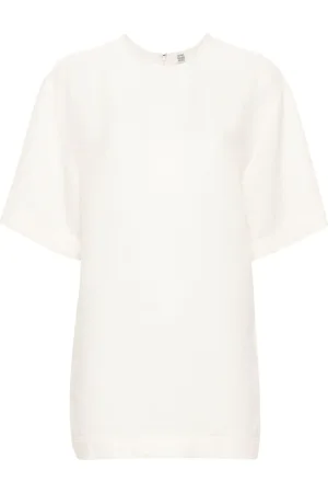 Totême Rundhals-T-Shirt mit Knitteroptik