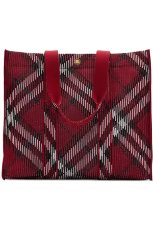 Burberry Mittelgroße gestrickte Tote Bag mit Check