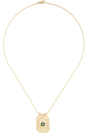 Marie Lichtenberg 18kt Clover Scapular Gelbgoldhalskette mit Diamanten